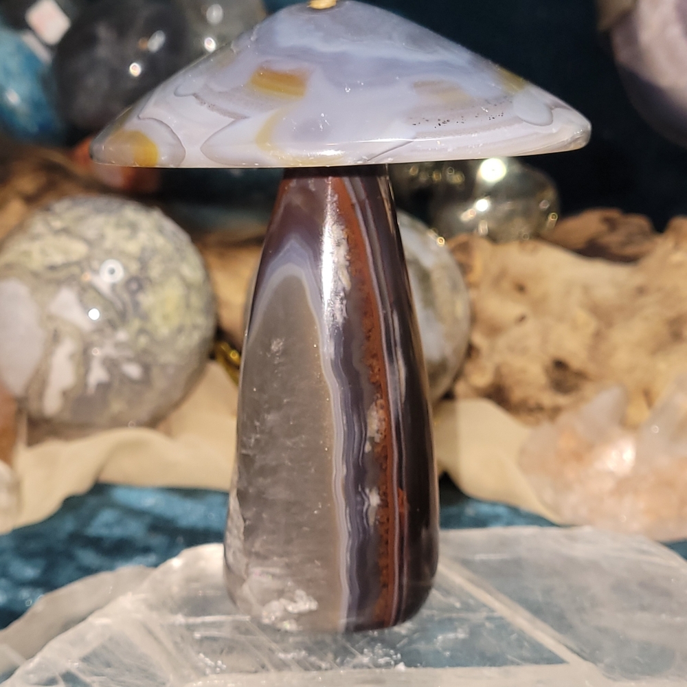 High Grade Druzy Agate Mushie Carving From Brazil - 1.1lbs